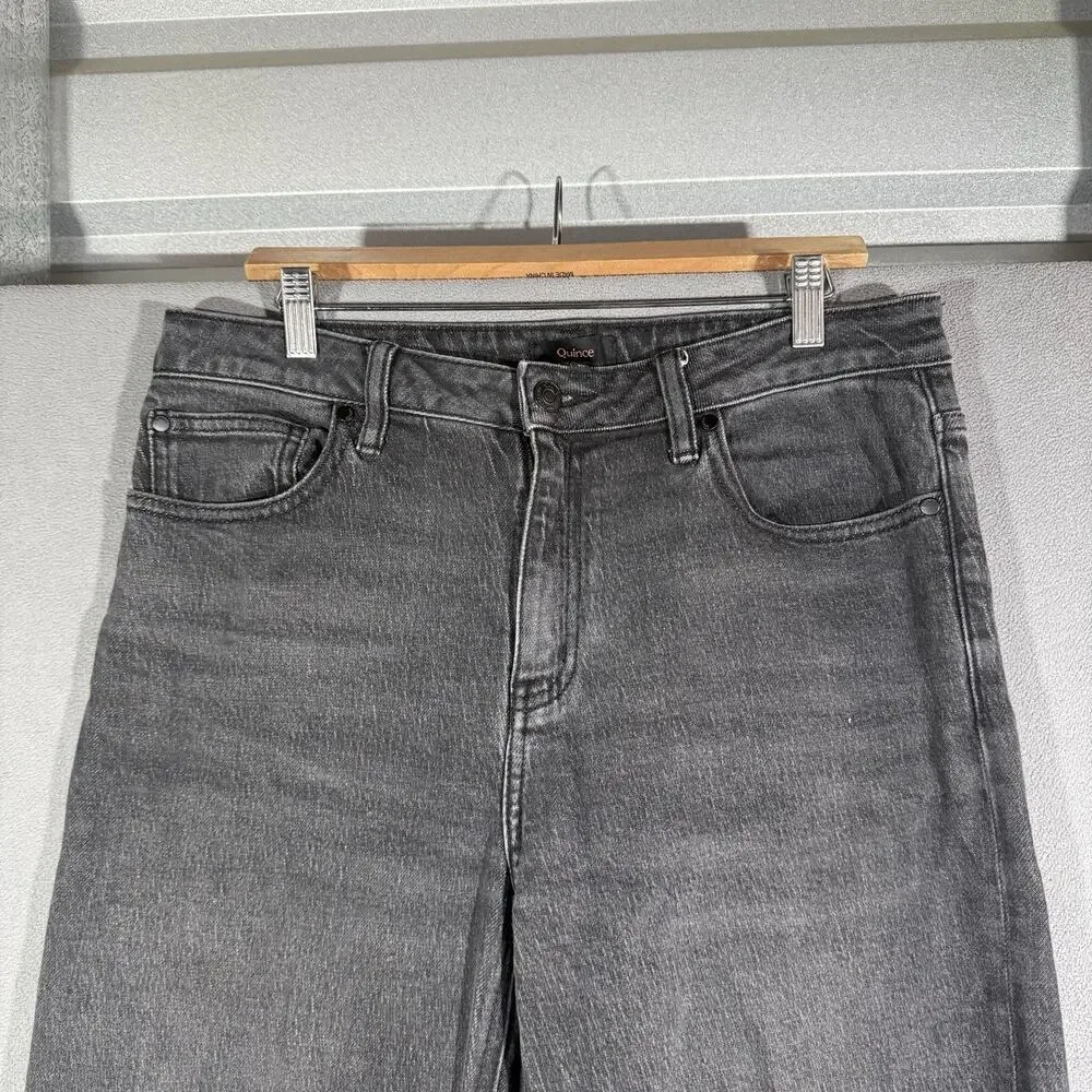Quince Women Bella Stretch Jeans Gray Pants 30x28 Cotton Dark Grey Black